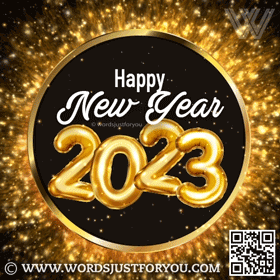 Sparkling Gold Glitter Happy new Year 2023 Gif