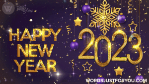 2023 Happy New Year GIF Gold Stars and glitter