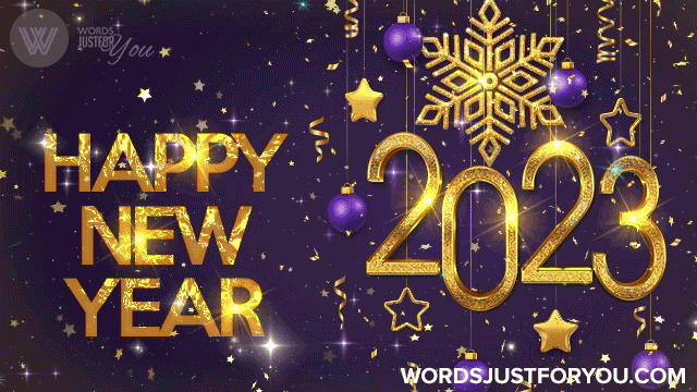 2023 Happy New Year GIF Gold Stars and glitter